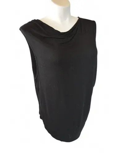 Lea & Viola Women’s Black Sleeveless Draped Neck Top Blouse Size 2XL
