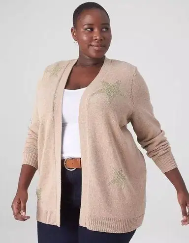 Lane Bryant NWT  22/24 Plus Size Camel Star Cardigan