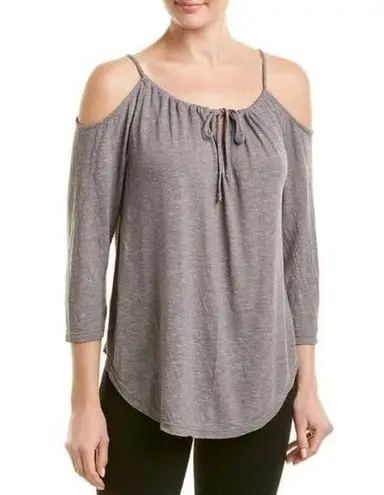 Michael Stars  Top Womens Large Grey Reversible Cold Shoulder Blouse