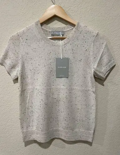 Everlane  The Cashmere Crewneck Short Sleeve Cream Speckled Sweater Size Small