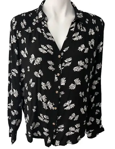 Maeve Anthropologie Bow Emory Printed Button-down Shirt