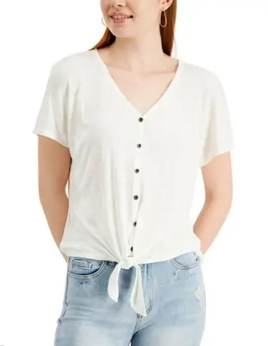 Mossimo Top Tie Waist Button Up Women's White Size L Size L