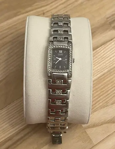 Citizen Eco-Drive Ladies Watch Crystal Black Dial Crystal and Stainless Bracelet
