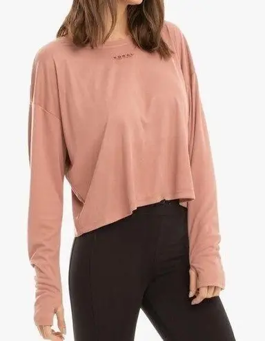 Koral Size S Pink Sand Storm Marlow Long Sleeve Top Gym Active Open Back Relaxed