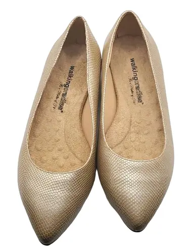 Walking Cradles Gold Leather Flats Women's Size 8.5M, Slip