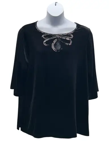 Quacker Factory Velvet Top Black 2X