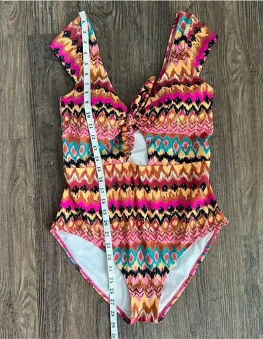 Boden Aztec Cap Sleeve One Piece Swimsuit 10 Pink