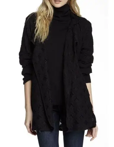 Pleione New Womens NWT Crochet Cardigan S Open Black Small Jacket Nice Soft USA
