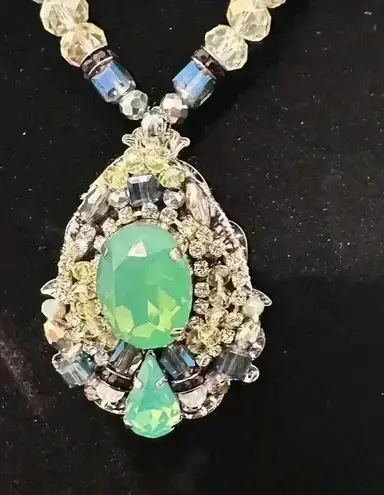 Rush By Denis & Charles Statement Necklace 18" Silver Metal Turquoise & Bracelet