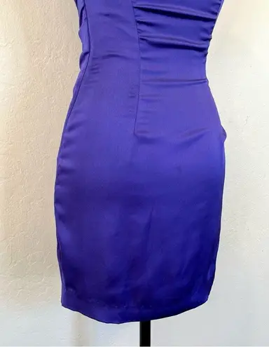 Guess by Marciano Strapless Purple Ruched Mini Dress 0