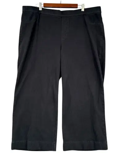 Isaac Mizrahi Isaac Mizrahi Live Black Elastic Waistband Flat Front Cropped Wide Leg Pants 22