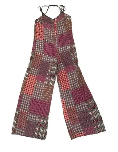 Sans Souci Boho Patchwork Print Wide Leg Jumpsuit Women's Size M Multicolor