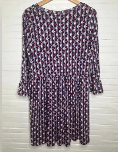 Bobeau Women's Geometric Print 3/4 Sleeve Babydoll Dress Size L