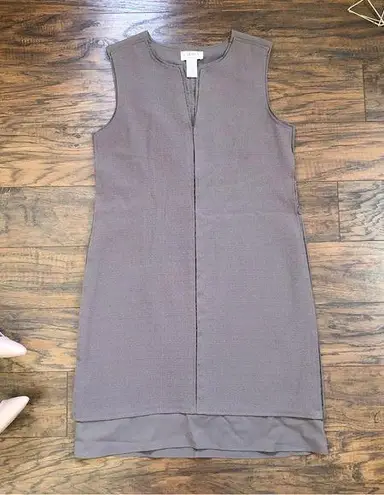 Carmen Marc Valvo  • taupe sleeveless shift dress mini notch neck crepe chiffon