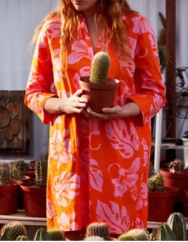 Sleepy Jones Aloha Jane Tunic Dress mini in Aloha Floral orange pink Sz XS