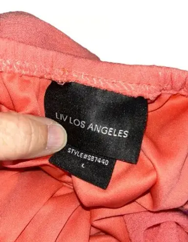 Liv Los Angeles coral embroidered off shoulder dress L Pink Size L