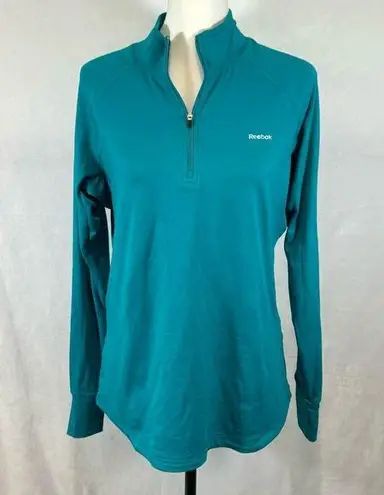 Reebok long sleeve turquoise athletic performance 1/4 zip pullover size large