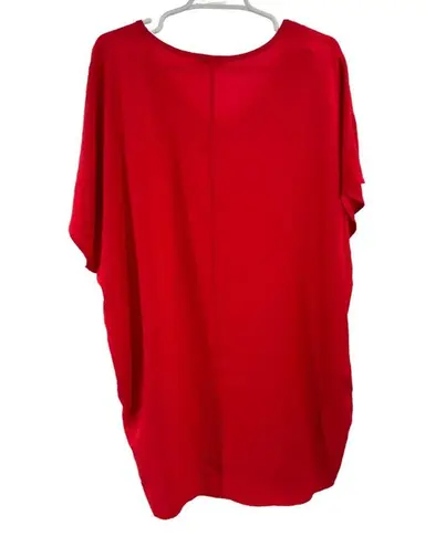 JODIFL Red Mini Dress v-neck pockets cap sleeve oversized casual L lightweight