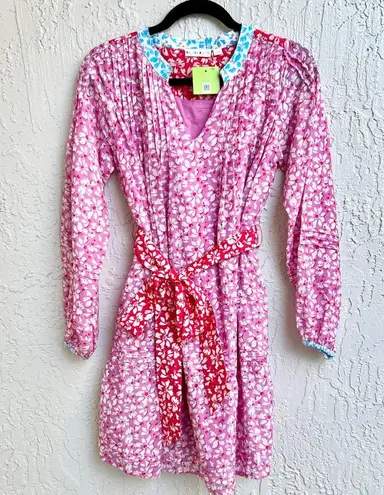 Roller Rabbit Vinca Nydia Cotton Blend Floral Print Mini Dress Pink Womens XXS