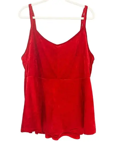 Torrid  Womens Y2K Scoop Neck Crushed Velvet Peplum Tank Top Size 3X Bright Red