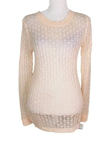 Frenchi Nordstrom Sweater M Peach Pink Blush Pointelle New Size M