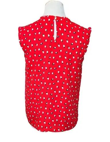 Maison Jules  Women's Sleeveless Printed Smocked-Neck Top Red Size Small Apple