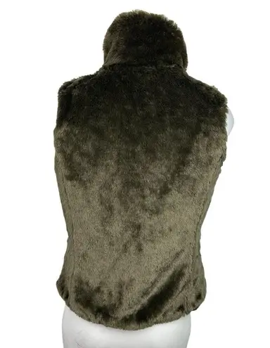 Weatherproof Reversible Green Fur Quilted Puffer High Neck Vest Jacket Coat Sz S