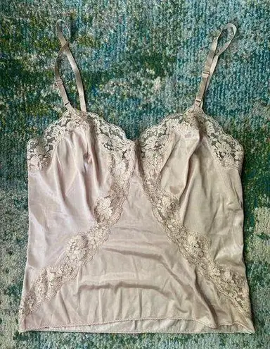 Vassarette Vintage  Satinessence nude lace cami, size 36