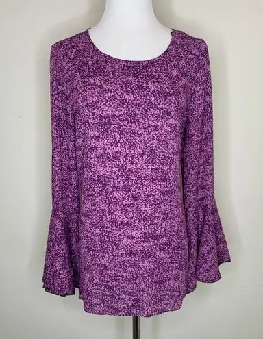 H by Halston Halston Purple Chiffon Trumpet Sleeve Blouse Sz Medium