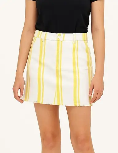 Marie Oliver Keri Denim Mini Skirt White and Yellow Stripes Size 8