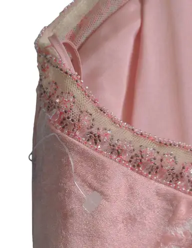 Badgley Mischka Womens Fit & Flare Dress Pink Ruched Midi Spaghetti Strap Silk 6