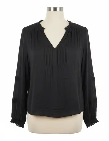 Velvet by Graham & Spencer Blouse Black Long Sleeve V