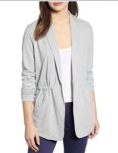 Caslon Cinch Waist Jersey Knit Gray Cardi Size Lg