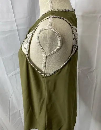 English Rose Green and snake print L tank