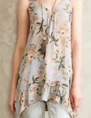 Maeve Anthropologie Floral Ruffle Hem Sleeveless Tank Top Women's Small