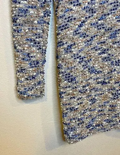 ASTARS Bette Cocoon Cardigan X Small Knit Jersey Knit Lined Open Front Textured Blue Size XS