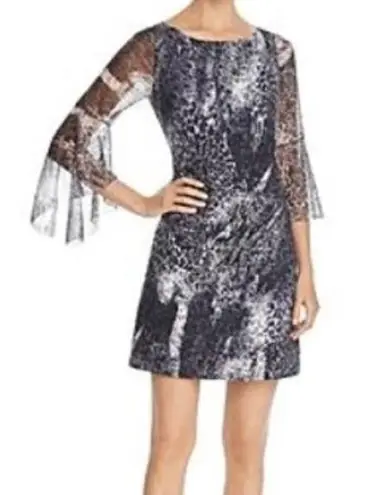 Elie Tahari Esmarella Animal-print Mini Dress In Black sz 6