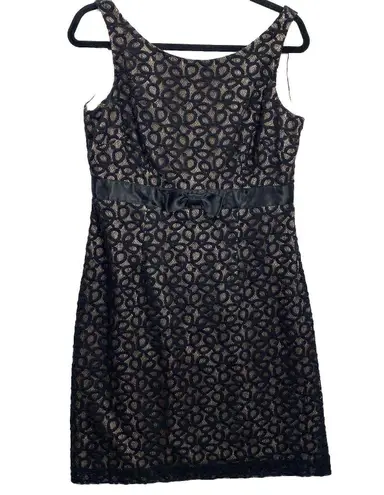 Jessica Howard Petite Dress Size 10P Black Gold Lace Sleeveless Cocktail-READ