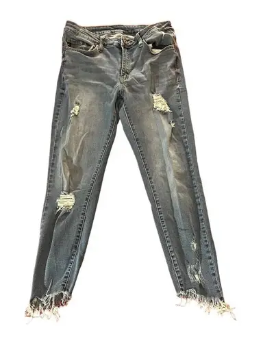 KanCan Jeans Women’s 29 Blue Angled Fray Ankle Skinny Style #KC6108M