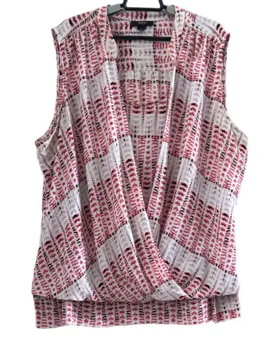 Alfani (R) Plus Size Womens Sleeveless Wrap Top 24W Pink Lightweight Flowy EUC