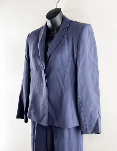 John Meyer Two Piece Wool Blend Pant Suit Blazer Wide Leg Trousers Navy Blue Size 4P