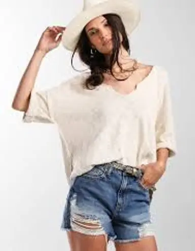 We The Free FREE PEOPLE North Star Tee Top Salt COMFY SLOUCHY MINIMALIST S Small