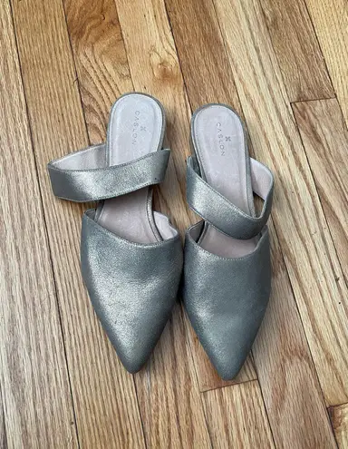 Caslon Leather Metallic Shiny Sandals Flats Slip On Strap Iridescence Holographic minimalist