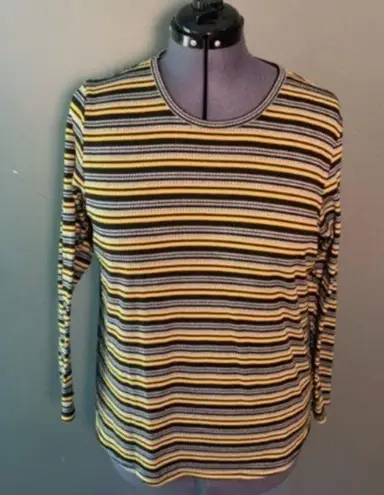 Roommates Long Sleeve Top Ribbed Multicolor Stripe