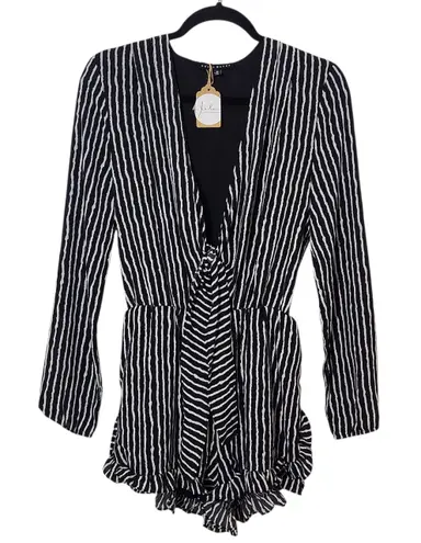 Haute Monde Black and White Striped Long Sleeve Romper NWOT Size Medium
