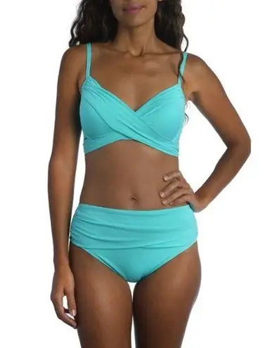 La Blanca turquoise blue Island goddess Wrap Underwire Push Up bikini top 10 NWT