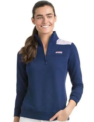 Vineyard Vines Stripe Shoulder Classic Shep Shirt Quarter Zip Sweatshirt Small