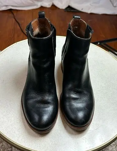 Kork-Ease Kirk-Ease Mindo Stacked Heel 7M Black Leather Pull-on Ankle Boots Booties