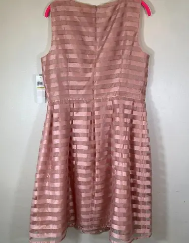 London Times NWT  Modcloth Rose Gold Pink Retro Organza Stripe A Line Dress