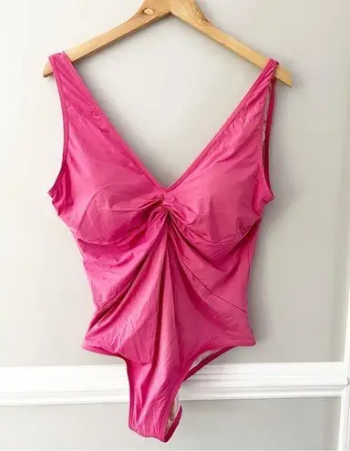 Sundance Pink One Piece Twist Front Barbiecore Bathing Swim Suit Size Size L